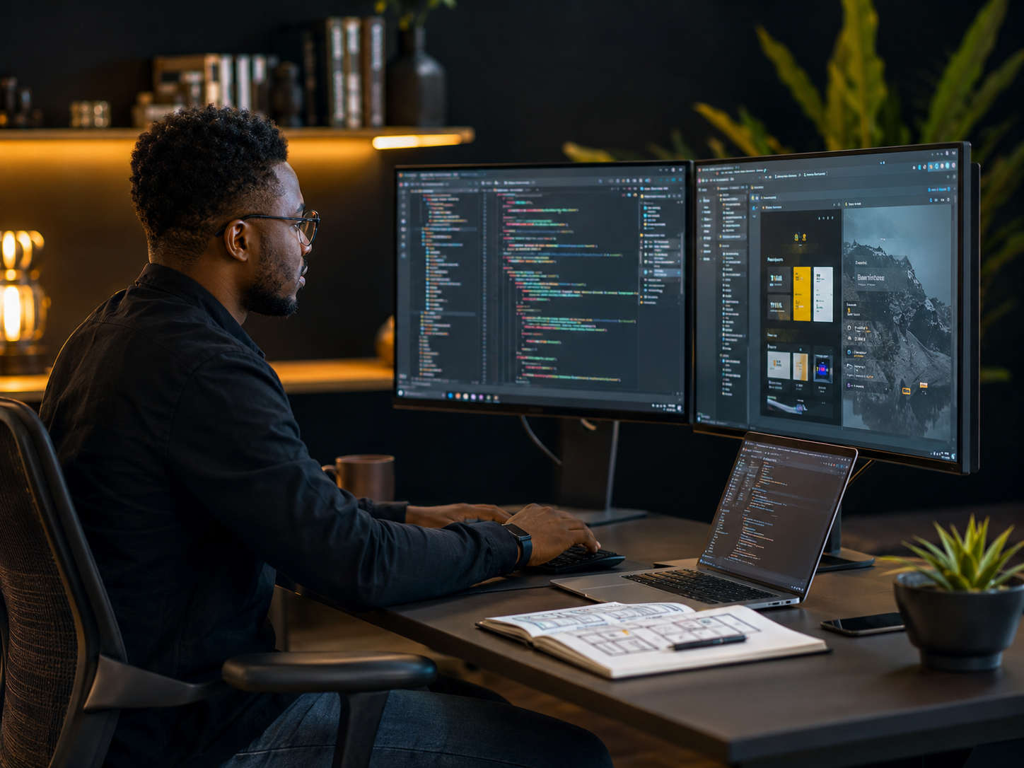 Développeur web au travail